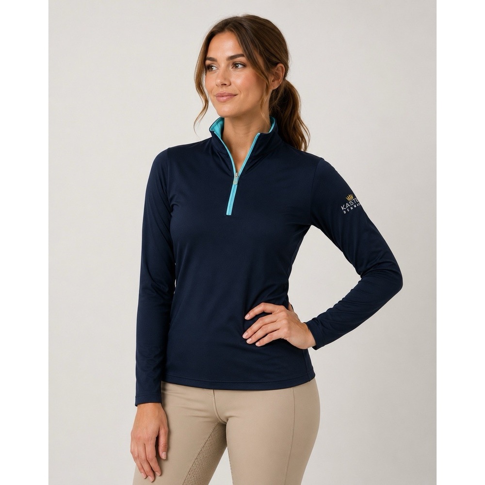 Kastel Denmark XL Black Turquoise Quarter Zip Equestrian Athletic Top Golf